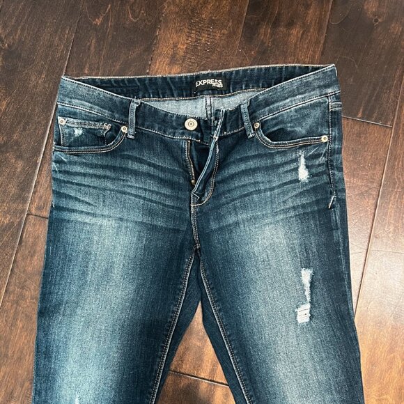Express Jeans Stella Low Rise Leggings Regular Fit 10S Petite Dark Wash Skinny - Picture 3 of 8
